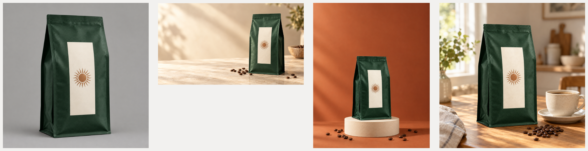 One coffee concept, three campaign visuals