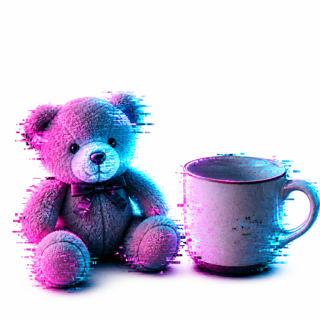 White Glitch Art style example